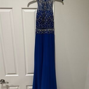 Blondie Nites Royal Blue Beaded Prom Dress